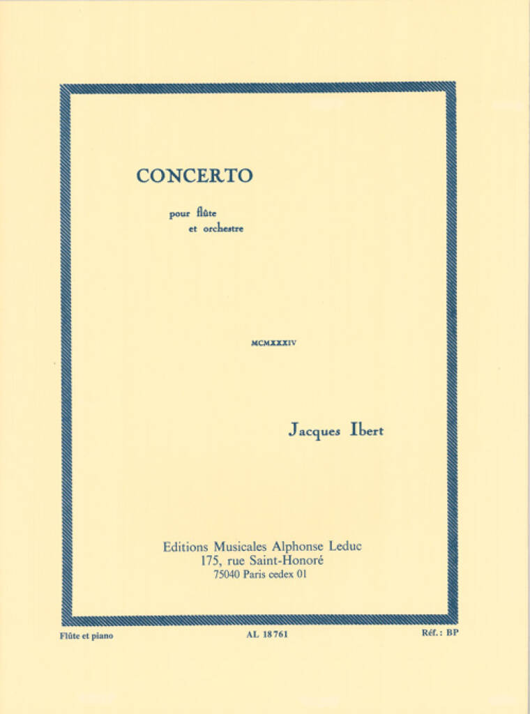 Jacques Ibert: Concerto pour flûte et orchestra: Flute And Accomp.