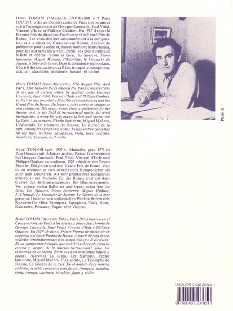 Henri Tomasi: Concerto pour saxophone alto et orchestre: Alto Saxophone And Accomp.