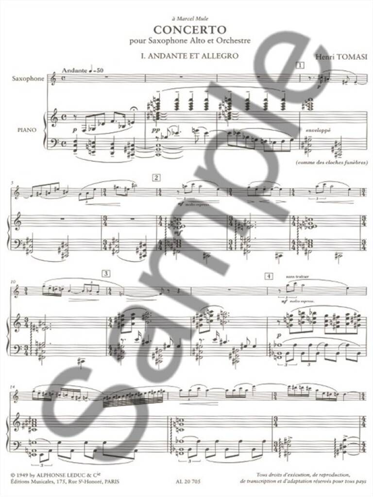 Henri Tomasi: Concerto pour saxophone alto et orchestre: Alto Saxophone And Accomp.