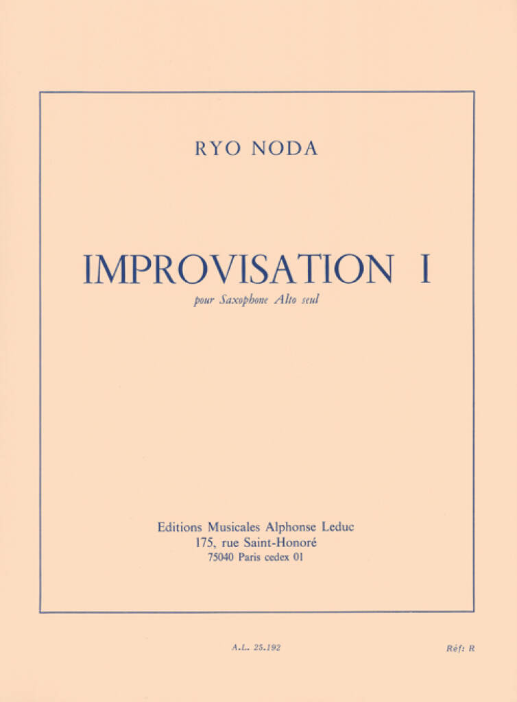 Ryo Noda: Improvisation 1 pour saxophone alto seul: Saxophone