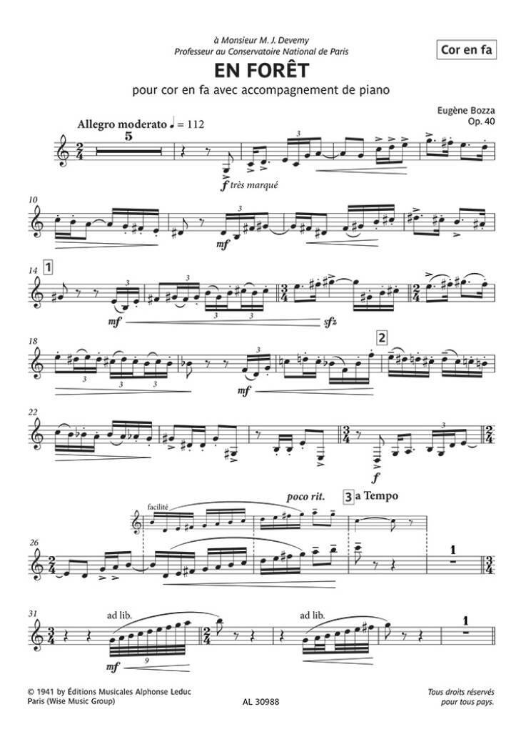 Eugène Bozza: En Forêt opus 40: French Horn And Accomp.