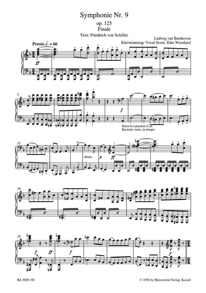 Ludwig van Beethoven: Symphony no. 9 in D minor op. 125: Mixed Choir And Piano/Organ
