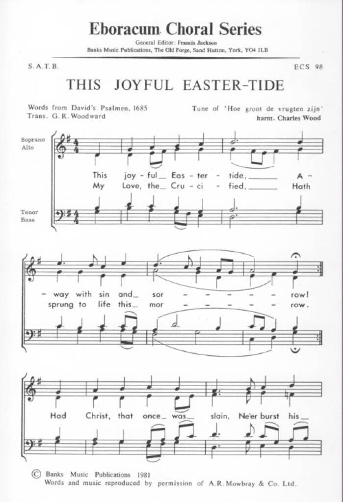 This Joyful Easter-Tide: (Arr. Charles Wood): Mixed Choir And Accomp.