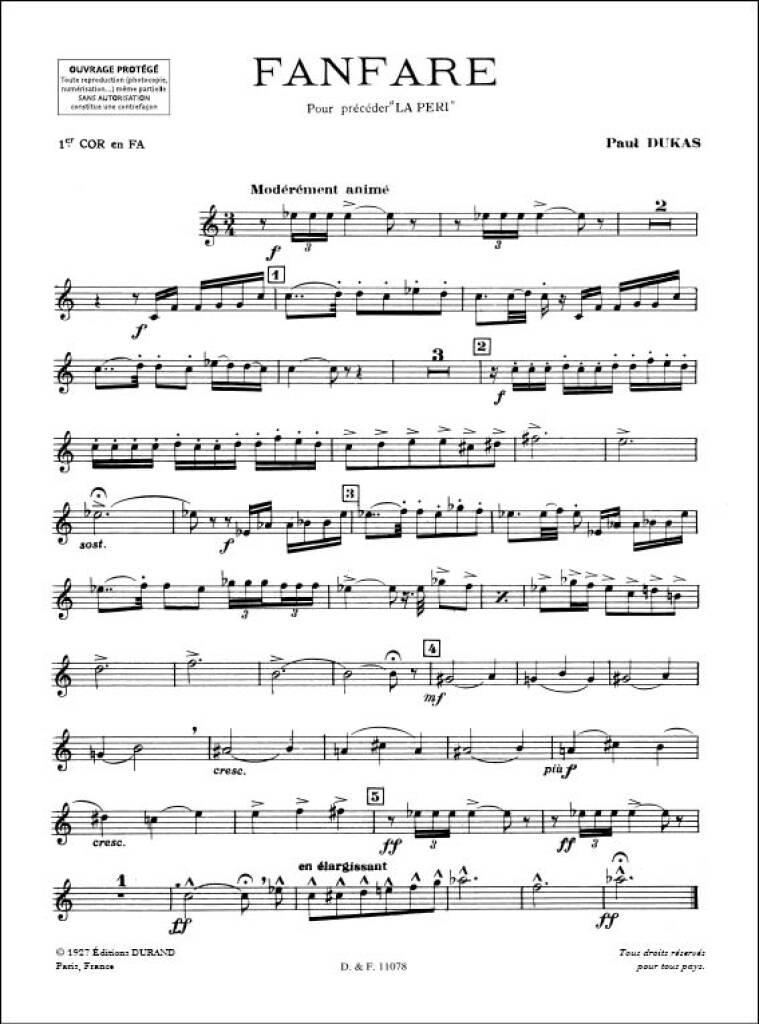 Paul Dukas: Fanfare pour préceder la Péri: Brass Ensemble