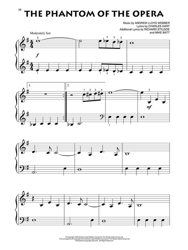 The Phantom of the Opera: Easy Piano
