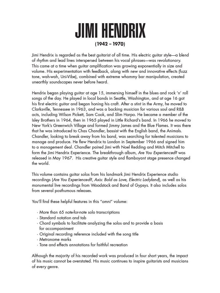Jimi Hendrix: Jimi Hendrix Omnibook: Guitar Solo