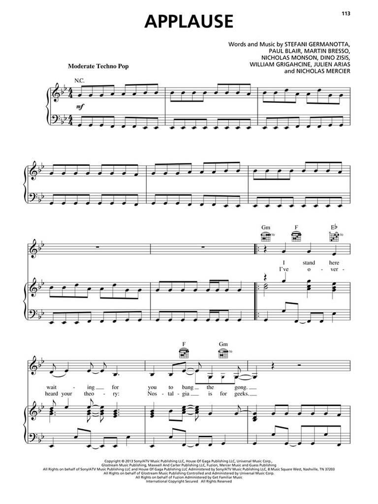 Lady Gaga: Lady Gaga - Artpop: Piano, Vocal And Guitar