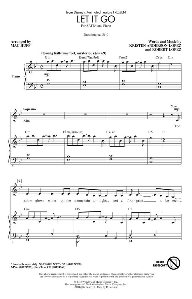 Let It Go: (Arr. Mac Huff): Mixed Choir And Accomp.
