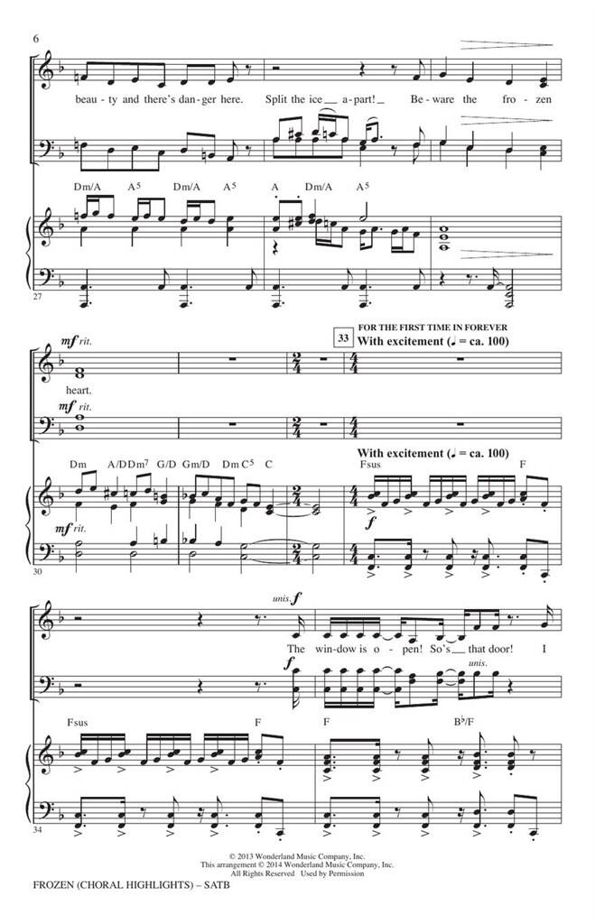 Frozen: (Arr. Mark Brymer): Mixed Choir And Accomp.
