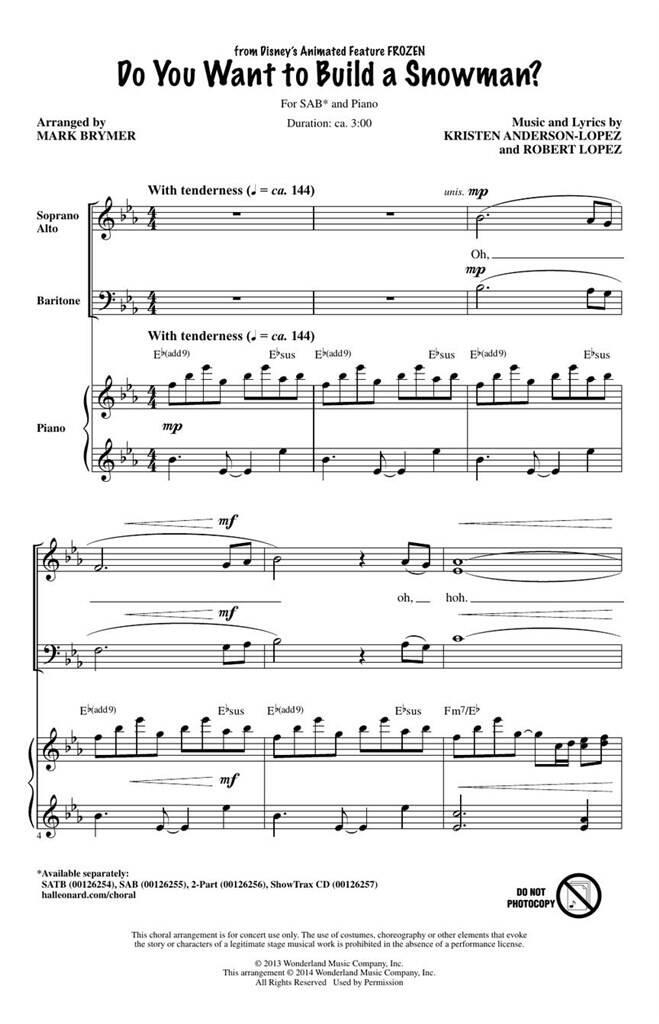 Kristen Anderson-Lopez: Do You Want to Build a Snowman?: (Arr. Mark Brymer): Mixed Choir And Accomp.