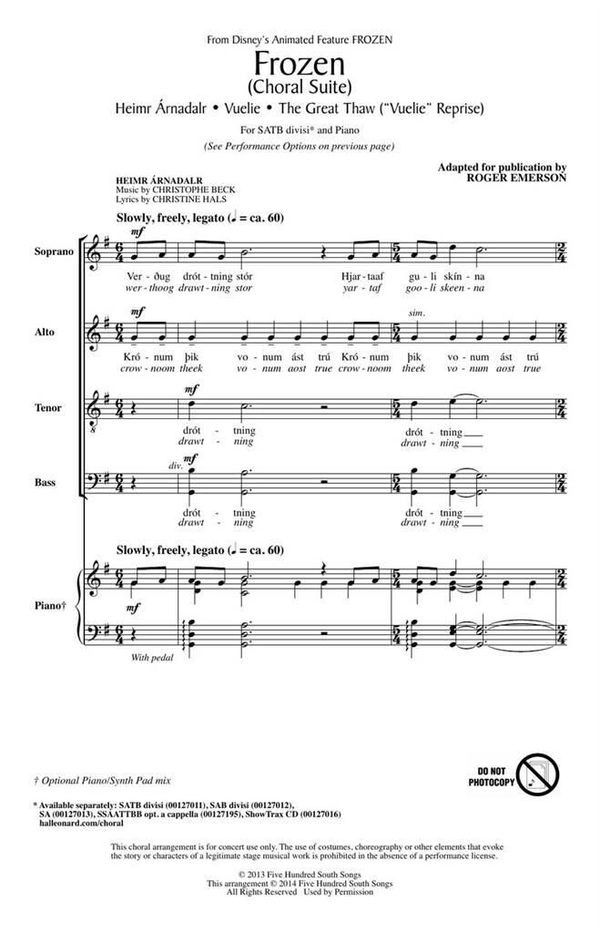 Christine Hals: Frozen: Mixed Choir And Accomp.