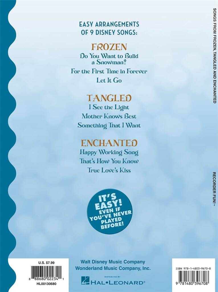 Various: Songs from Frozen,Tangled And Enchan: Recorder