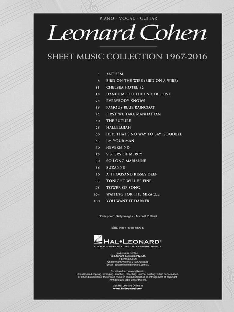 Leonard Cohen - Sheet Music Collection: 1967-2016: Piano, Vocal And Guitar