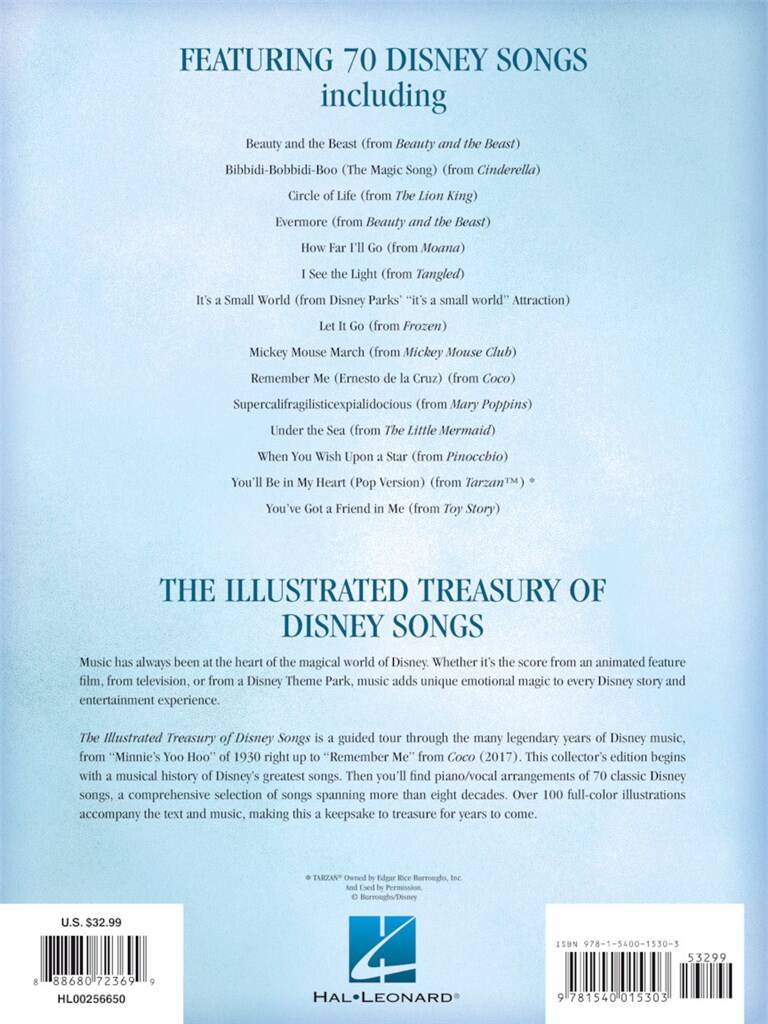 The Illustrated Treasury of Disney Songs: Piano, Vocal And Guitar