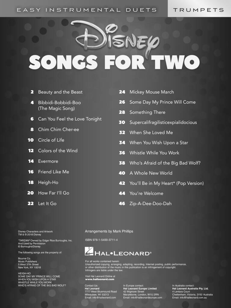 Disney Songs: (Arr. Mark Phillips): Trumpet Duet