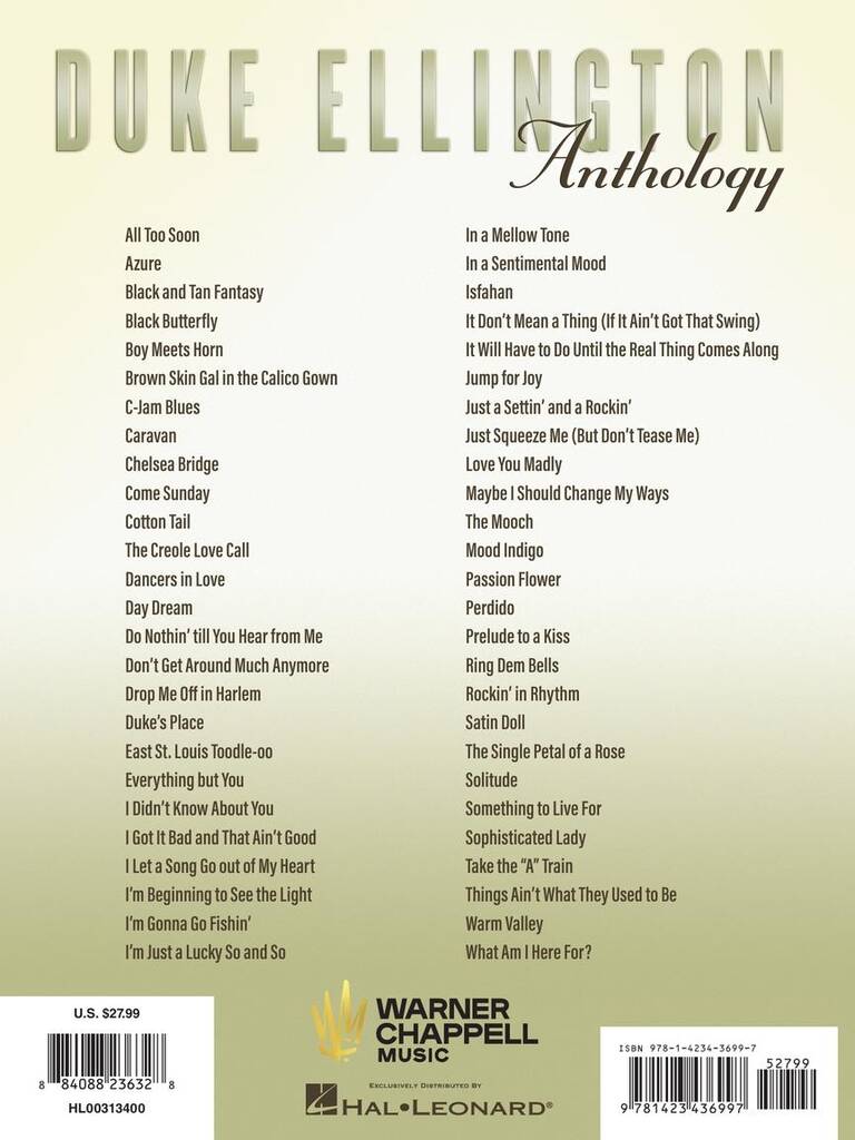 Duke Ellington Anthology: Piano, Vocal And Guitar