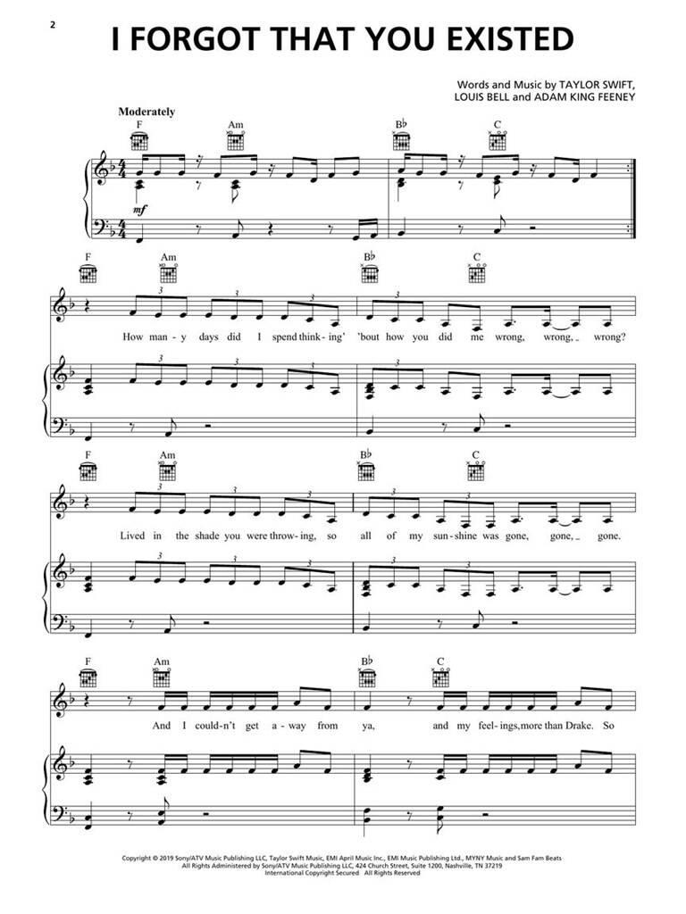 Taylor Swift: Taylor Swift - Lover: Piano, Vocal And Guitar