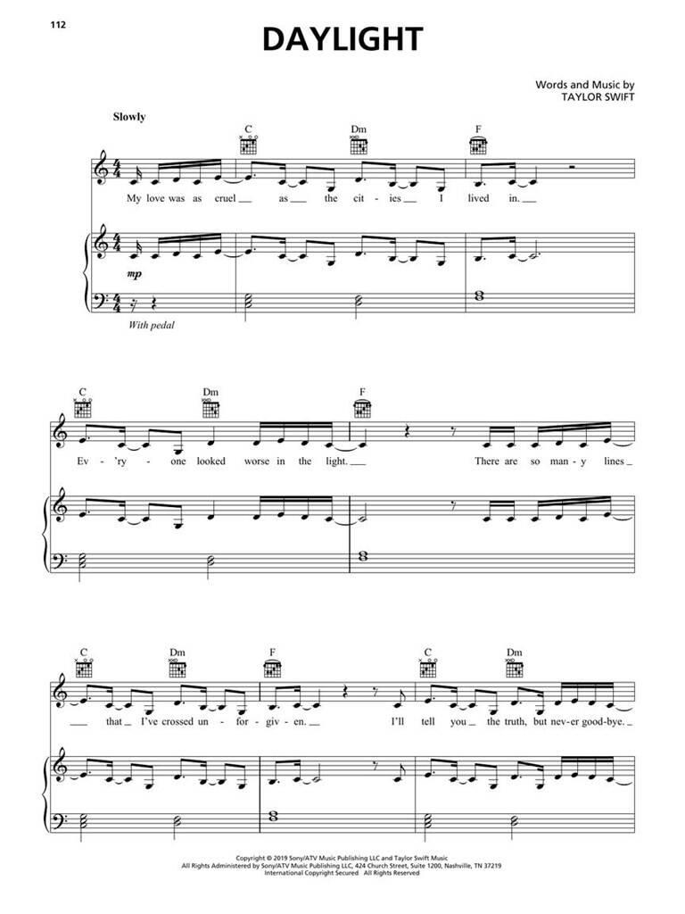 Taylor Swift: Taylor Swift - Lover: Piano, Vocal And Guitar