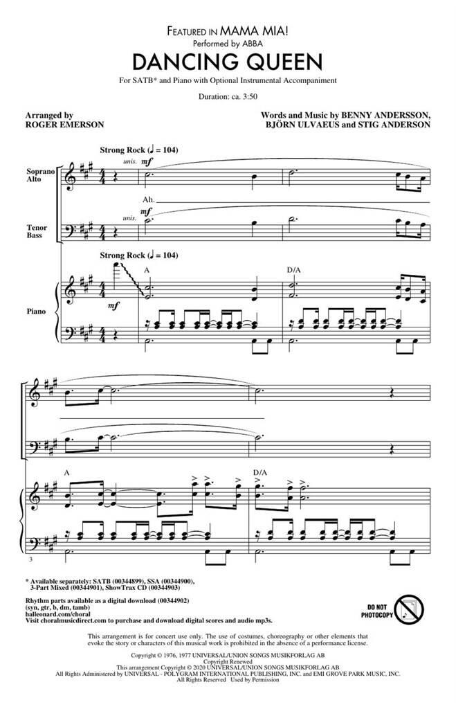ABBA: Dancing Queen: (Arr. Roger Emerson): Mixed Choir And Accomp.