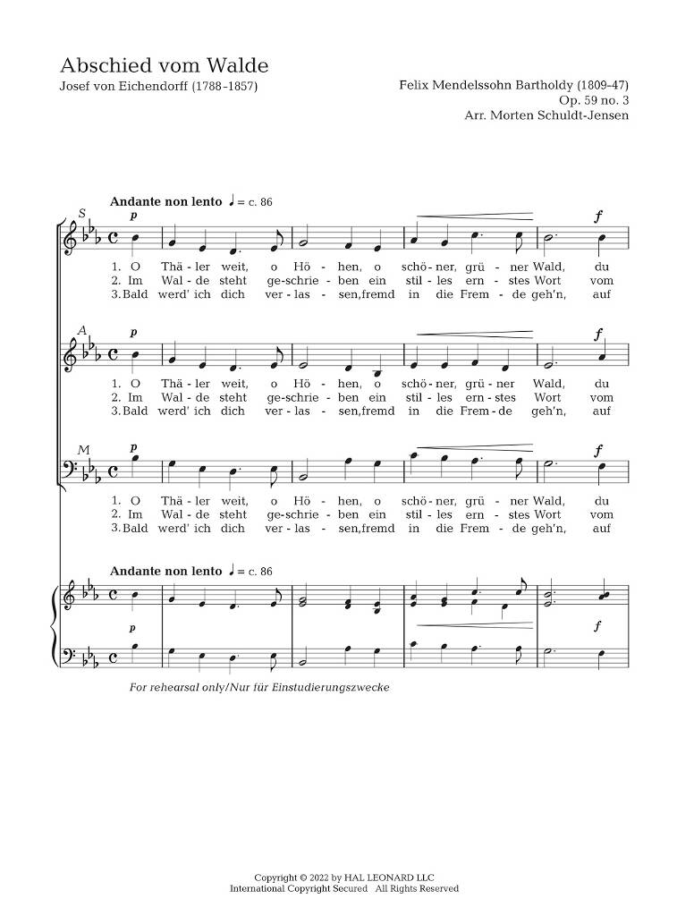 Lieder im Freien zu singen Vol. 1: Mixed Choir A Cappella