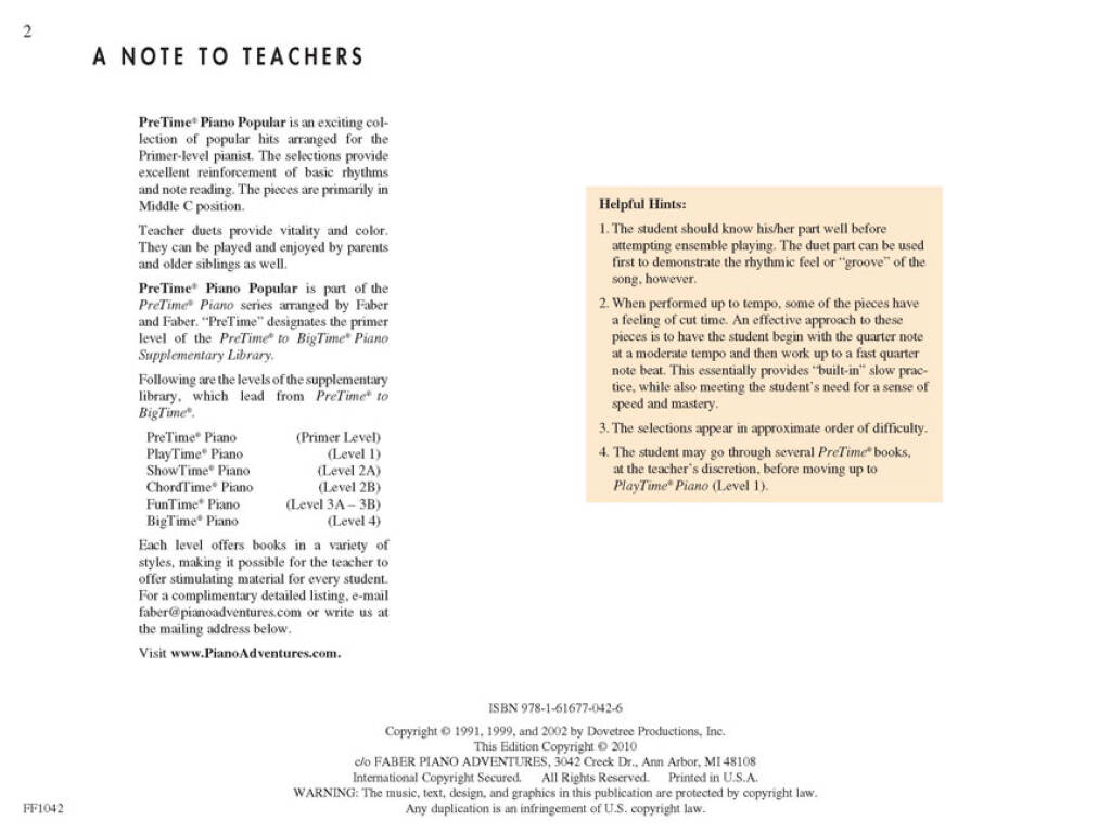 PreTime Piano Popular