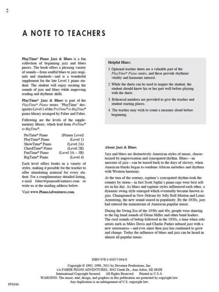 PlayTime Piano Jazz & Blues Level 1