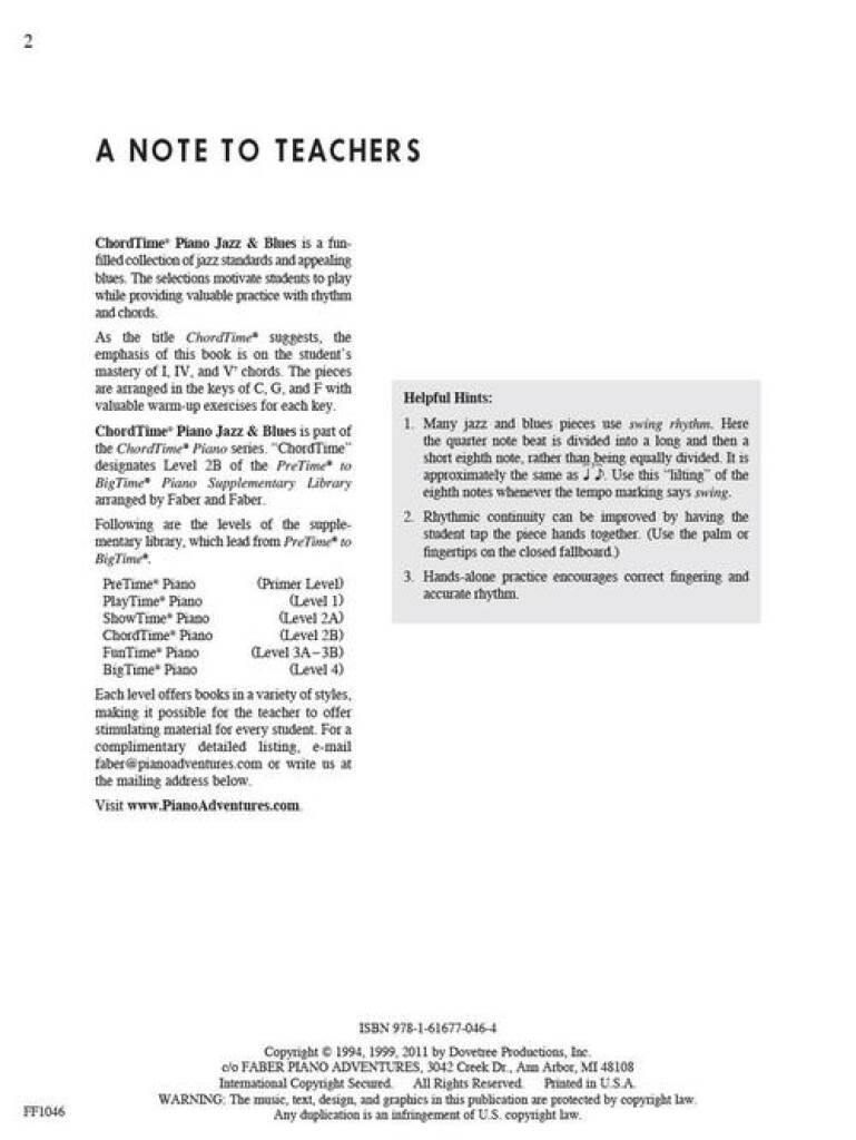 ChordTime Piano Jazz & Blues Level 2B