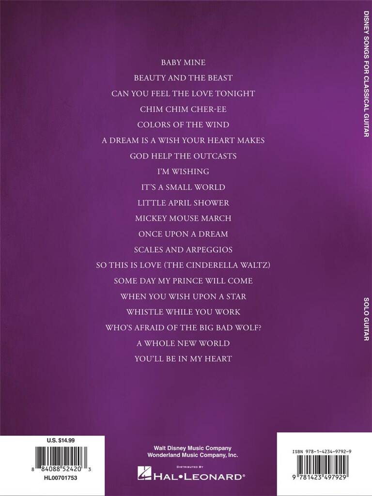 Disney Songs: Disney Songs for Classical Guitar: Guitar Solo