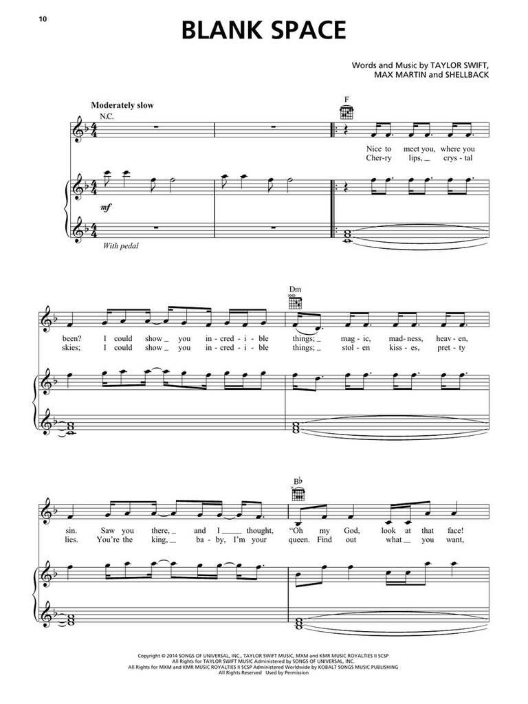 Taylor Swift: Taylor Swift - 1989 (Taylor's Version): Piano, Vocal And Guitar
