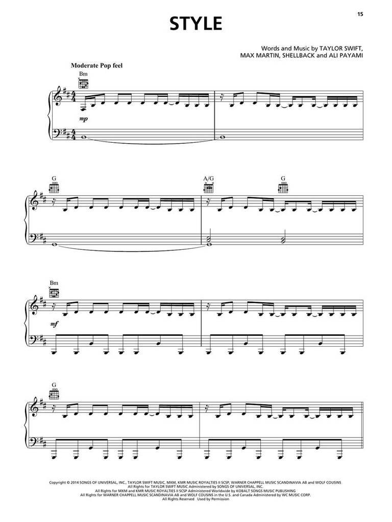 Taylor Swift: Taylor Swift - 1989 (Taylor's Version): Piano, Vocal And Guitar