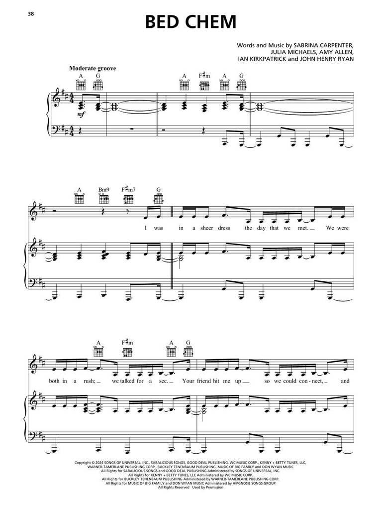 Sabrina Carpenter: Sabrina Carpenter - Short N' Sweet: Piano, Vocal And Guitar