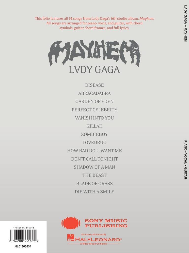 Lady Gaga: Lady Gaga - MAYHEM: Piano, Vocal And Guitar