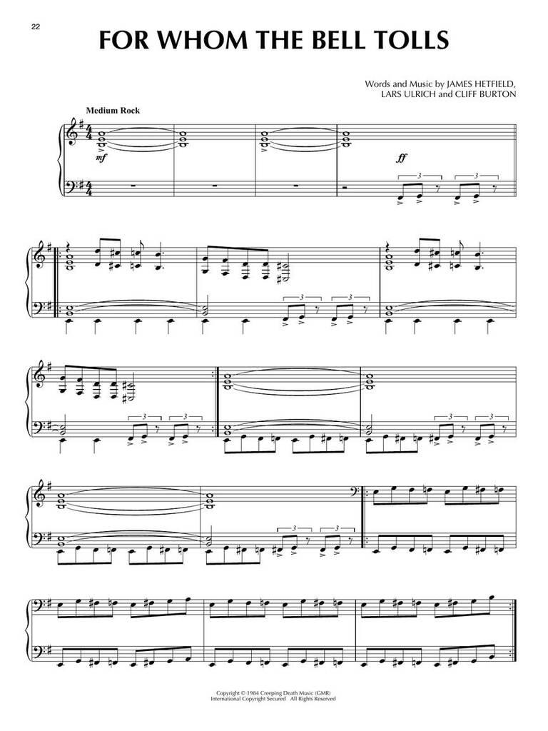 Metallica: Metallica for Piano Solo: Piano Solo