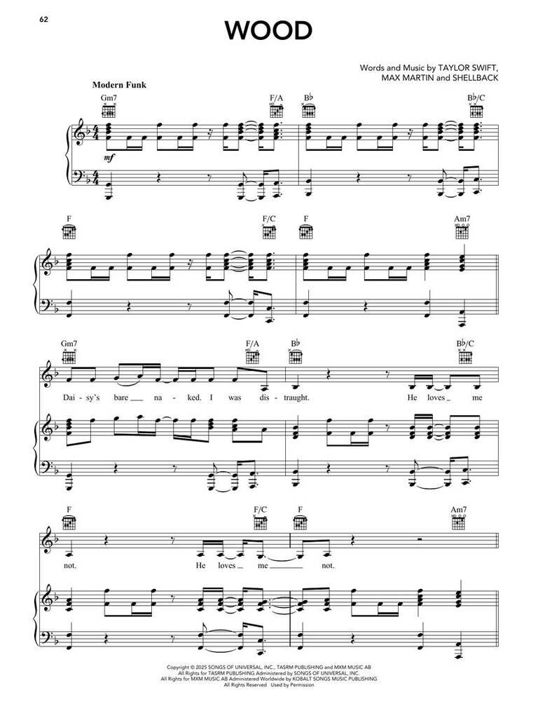 Taylor Swift: Taylor Swift - The Life of a Showgirl: Piano, Vocal And Guitar