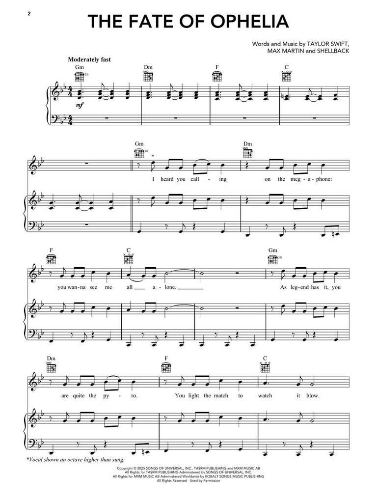 Taylor Swift: Taylor Swift - The Life of a Showgirl: Piano, Vocal And Guitar