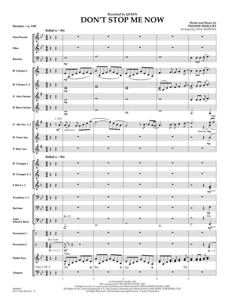 Freddie Mercury: Don't Stop Me Now: Concert Band