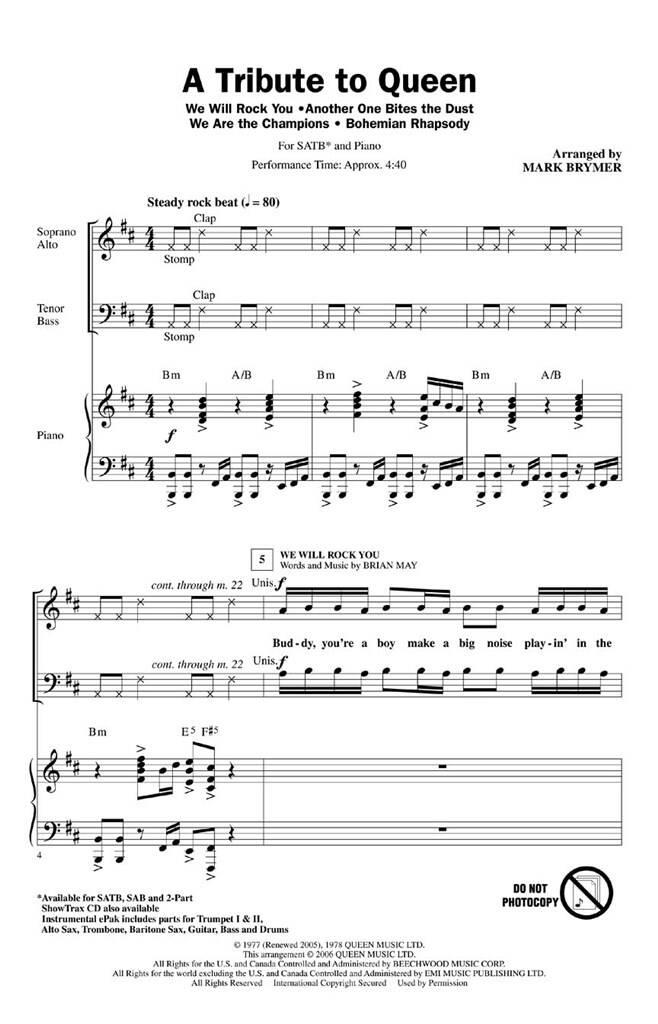 Queen: A Tribute to Queen (Medley): Mixed Choir And Piano/Organ