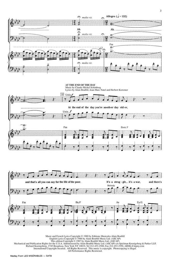 Alain Boublil: Les Misérables (Choral Medley): (Arr. Ed Lojeski): Mixed Choir And Accomp.