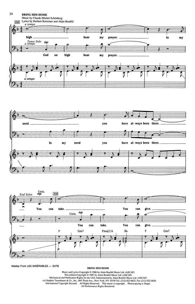 Alain Boublil: Les Misérables (Choral Medley): (Arr. Ed Lojeski): Mixed Choir And Accomp.