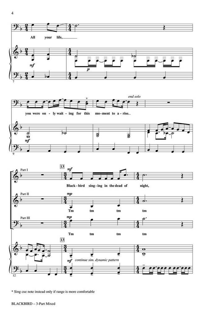 John Lennon: Blackbird: (Arr. Audrey Snyder): Mixed Choir And Accomp.