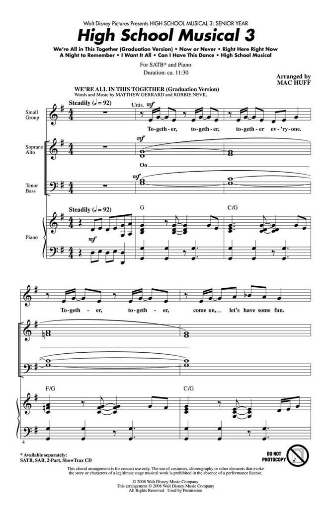 High School Musical 3: (Arr. Mac Huff): Mixed Choir And Piano/Organ