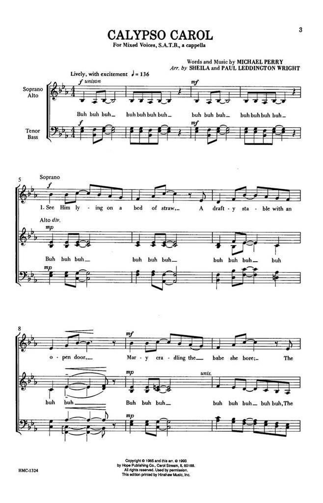 Michael Perry: Calypso Carol: (Arr. Paul Leddington Wright): Mixed Choir A Cappella