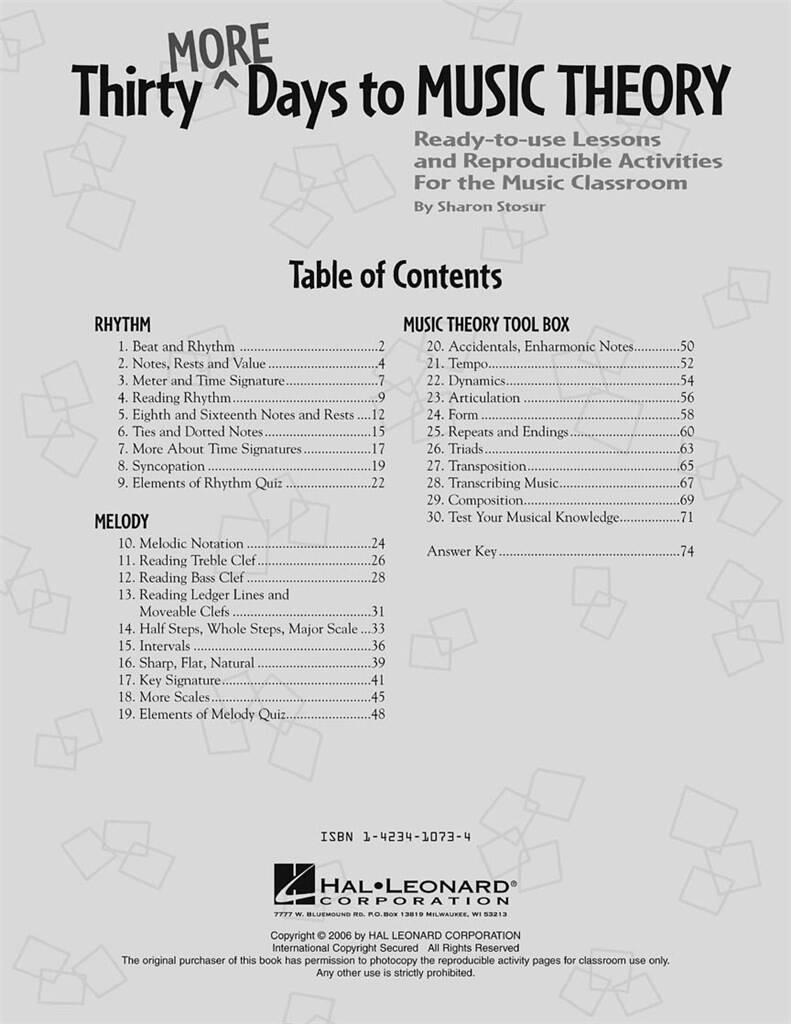 Thirty More Days To Music Theory