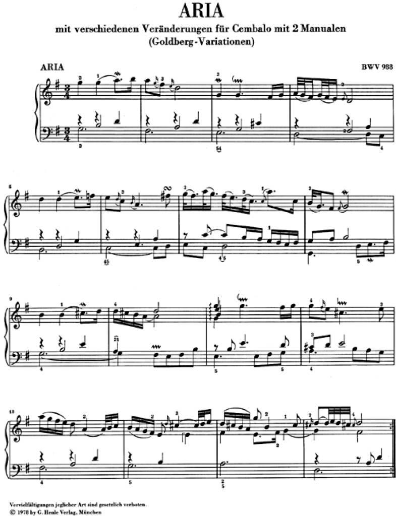 Johann Sebastian Bach: Goldberg Variations BWV 988: Piano Solo