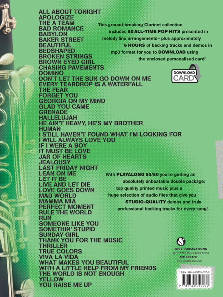 Playalong 50/50: Clarinet - 50 Pop Hits: Clarinet Solo