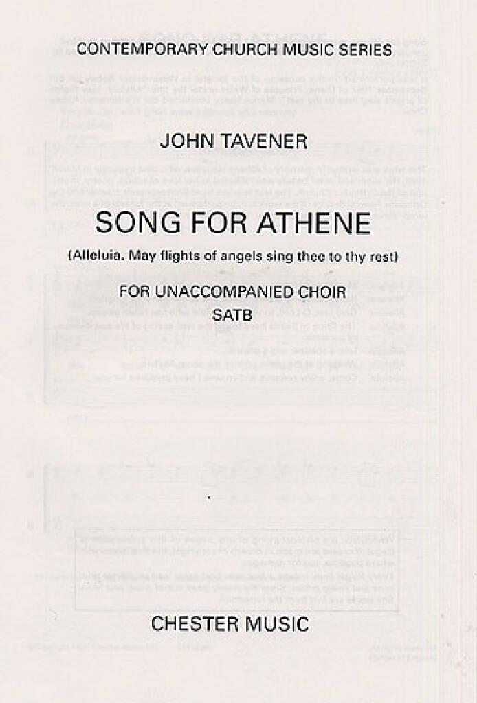 John Tavener: Song for Athene: Mixed Choir And Accomp.