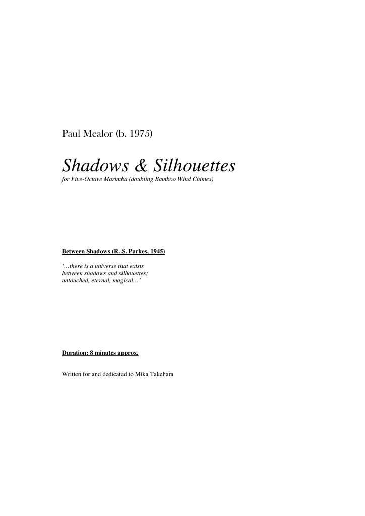 Paul Mealor: Shadows & Silhouettes: Marimba