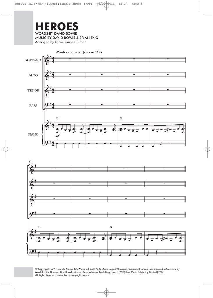 David Bowie: Heroes: (Arr. Barrie Carson Turner): Mixed Choir And Piano/Organ