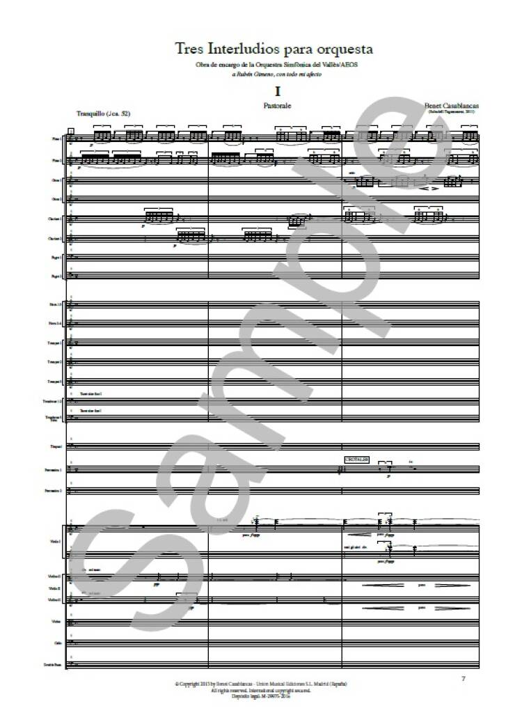 Benet Casablancas: Tres Interludios Para Orquesta: Chamber Ensemble
