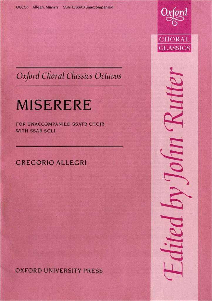 Gregorio Allegri: Miserere: Mixed Choir And Accomp.